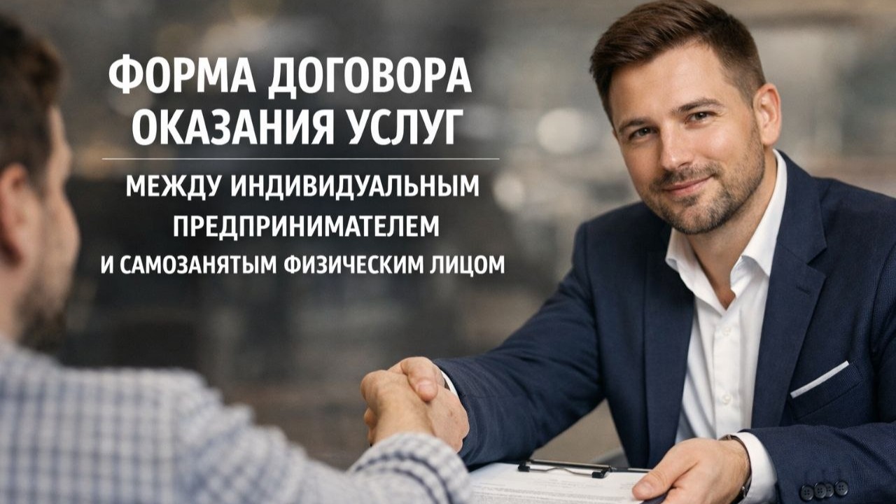 Форма договора оказания услуг между индивидуальным предпринимателем и самозанятым физическим лицом